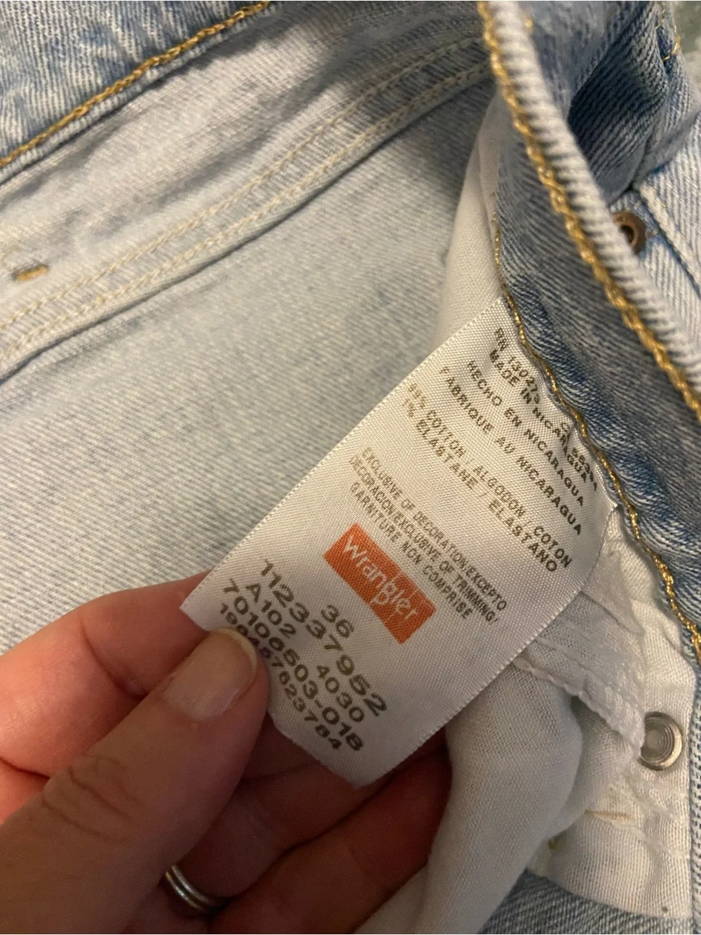 Wrangler Light Blue Denim Shorts with Orange Logo Tag
